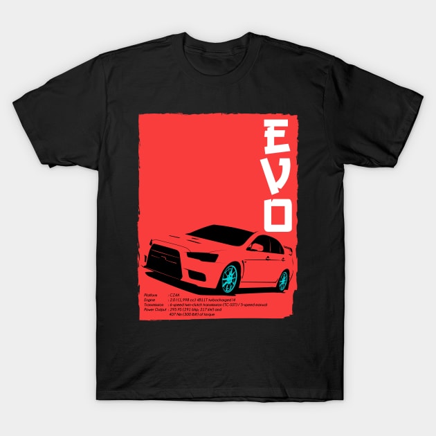 Lancer Evolution X T-Shirt by gaplexio